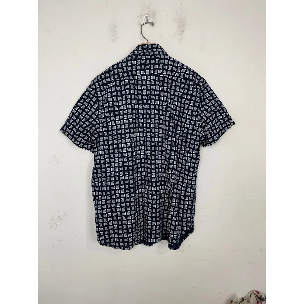 Banana Republic Mens XL Slim Fit Sea Turtle Print Short Sleeve Button Down Shirt